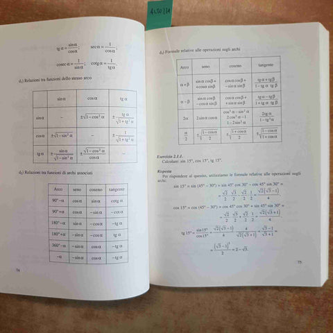 ANGOLI DE DIONIGI GIORGI - MATEMATICA GENERALE ESERCIZI SVOLTI 1999 GIAPPICHELLI