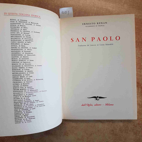 ERNESTO RENAN - SAN PAOLO biografia - DALL'OGLIO 1965 CRISTIANESIMO RELIGIONE