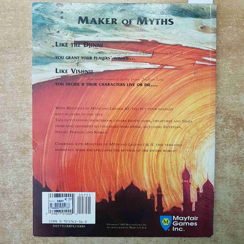 MONSTERS OF MYTH AND LEGEND III AD&D DUNGEONS DRAGONS MAYFAIR GAMES 1992
