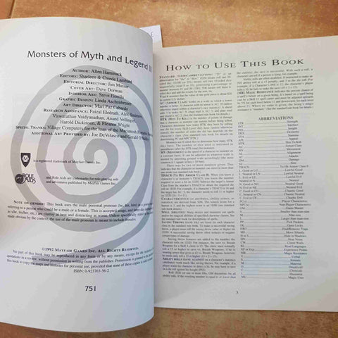 MONSTERS OF MYTH AND LEGEND III AD&D DUNGEONS DRAGONS MAYFAIR GAMES 1992