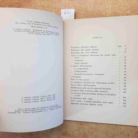RUDOLF STEINER - L'INIZIAZIONE - EDITRICE ANTROPOSOFICA 1971 ESOTERISMO
