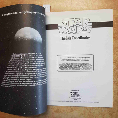STAR WARS THE ISIS COORDINATES - CHRISTOPHER KUBASIK - WEST END GAMES RPG 1990