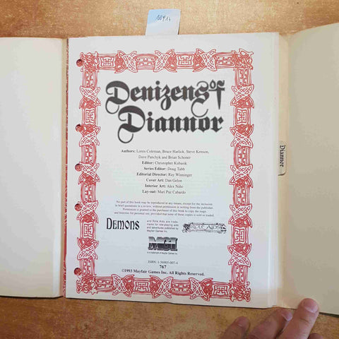 DENIZENS OF DIANNOR ROLE AIDS AD&D DUNGEONS & DRAGONS MAYFAIR GAMES 1993