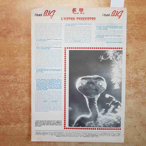 E.T. L'EXTRA-TERRESTRE - I TUOI BIG N.4 1982 SPIELBERG  GRANDE POSTER ORIGINALE