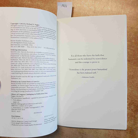 MICHAEL NAGLER - THE NONVIOLENCE PRACTICAL ACTION HANDBOOK 2014 AUTOGRAFATO 1°ED