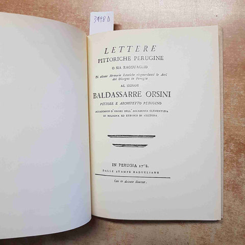 A. MARIOTTI - LETTERE PITTORICHE PERUGINE - FORNI 1975 RISTAMPA 1788 ARTE UMBRA