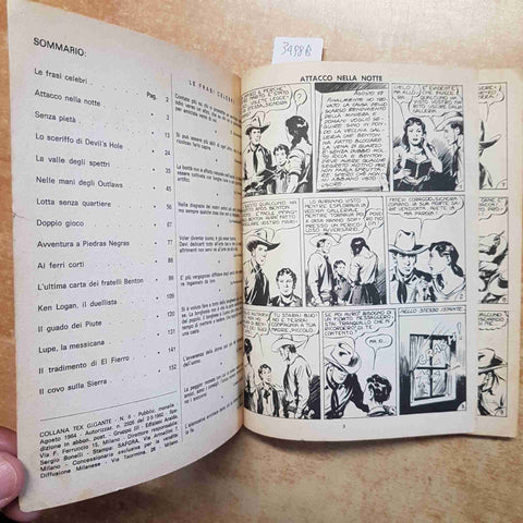 TEX GIGANTE N. 6 DOPPIO GIOCO AGOSTO 1964 BONELLI 200 LIRE ARALDO GALEP WILLER