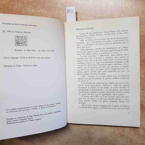 TONI PEZZATO FATI E POTACI DE CASA NOSTRA 1988 HELVETIA RACCONTI VENETI DIALETTO