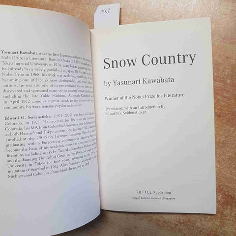 YASUNARI KAWABATA - SNOW COUNTRY - TUTTLE - NOBEL LETTERATURA ROMANZO IN INGLESE