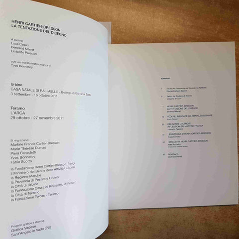 HENRI CARTIER-BRESSON - LA TENTAZIONE DEL DISEGNO 2011 CATALOGO MOSTRA URBINO