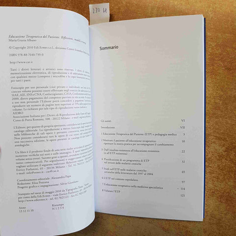 MARIA GRAZIA ALBANO - EDUCAZIONE TERAPEUTICA DEL PAZIENTE - EDI ERMES 2010