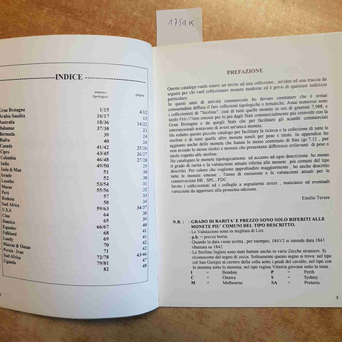 EMILIO TEVERE - LE STERLINE D'ORO CATALOGO NUMISMATICA MONETE STERLINA 1998
