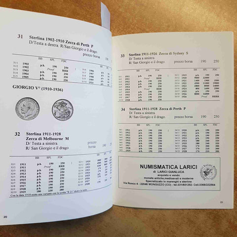 EMILIO TEVERE - LE STERLINE D'ORO CATALOGO NUMISMATICA MONETE STERLINA 1998