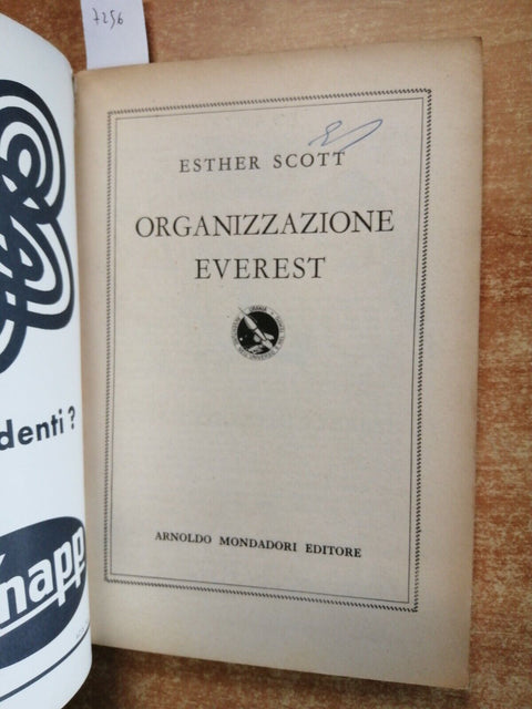 ORGANIZZAZIONE EVEREST - ESTHER SCOTT - Mondadori - 1958 - URANIA n 192 (7