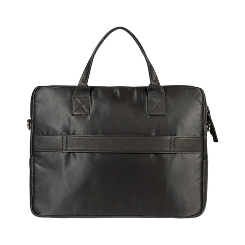 K0043AB | Briefcase in Waterproof Nylon/Full Grain Leather with Light Grain - Black Color - Inside Clutch Bag - Shiny Silver Accessories - Size 39 x 30 x 12 cm - Packaging: Tnt Bag