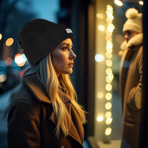 RB5001A | MONVISO Mixed Wool Double Layer Knitted Cap Made in Italy. Color Black - One Size