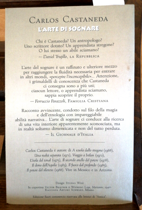 CARLOS CASTANEDA - L'ARTE DI SOGNARE 1997 RIZZOLI-AMICA sciamanesimo (1860