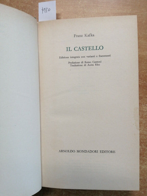 FRANZ KAFKA - IL CASTELLO - MONDADORI - 1969 - MEDUSA i grandi narratori (7