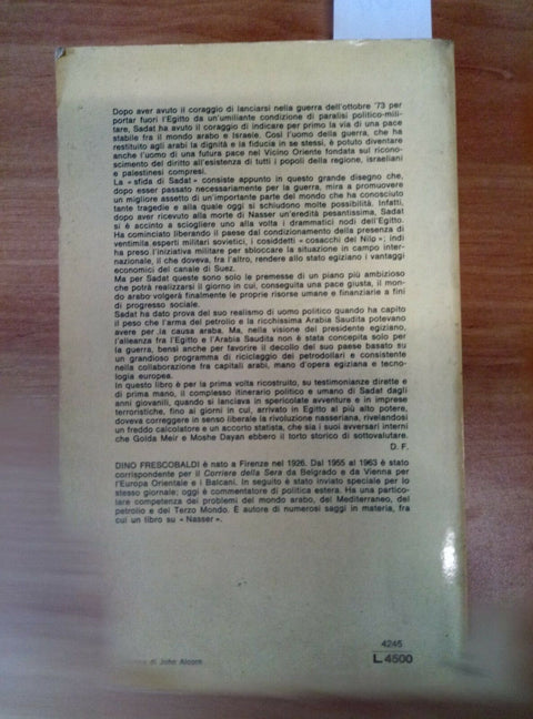 LA SFIDA DI SADAT - il nuovo Egitto al centro del mondo arabo 1977 RIZZOLI