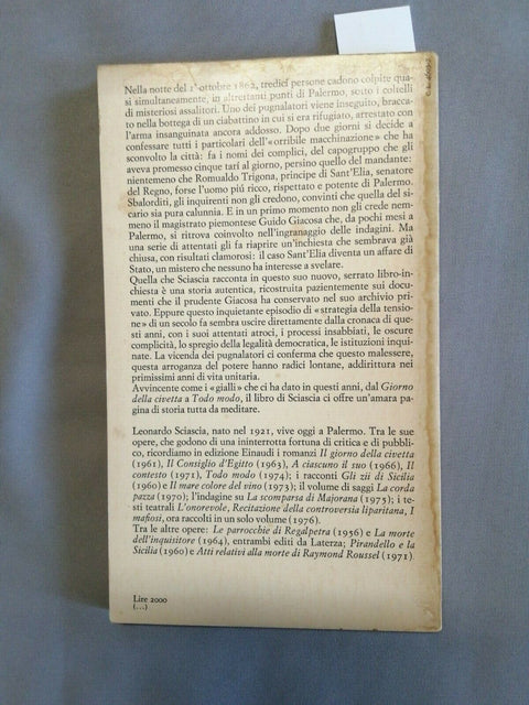 LEONARDO SCIASCIA - I PUGNALATORI - 1976 - EINAUDI (3617J) PALERMO SAN