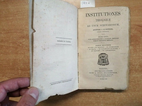 INSTITUTIONES THEOLOGICAE AD USUM SEMINARIORUM 1859 J.B. BOUVIER (3451A