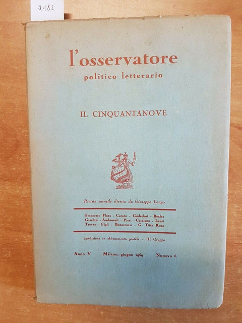 AA.VV. - L'OSSERVATORE POLITICO LETTERARIO - Il Cinquantanove Giugno 1959