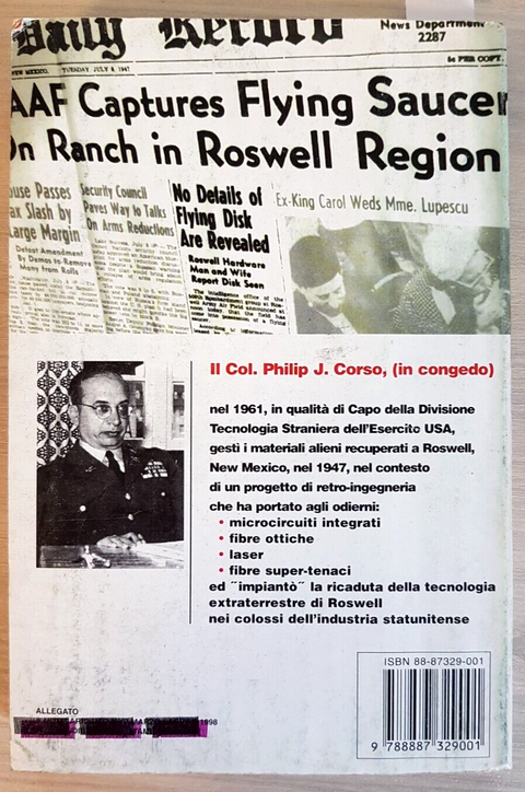 Il giorno dopo Roswell - Philip J. Corso 1998 POCKET - cover-up USA UFO (56