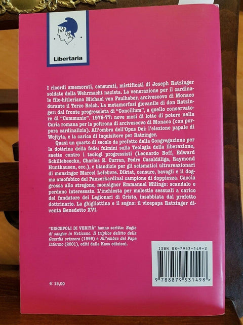 Discepoli di verit SENZA MISERICORDIA KAOS JOSEPH RATZINGER BENEDETTO XVI(