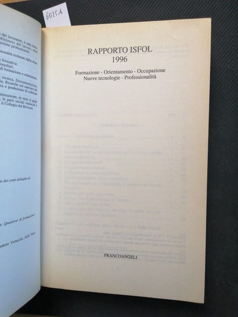 RAPPORTO ISFOL 1996 MERCATO DEL LAVORO occupazione formazione FRANCOANGELI(