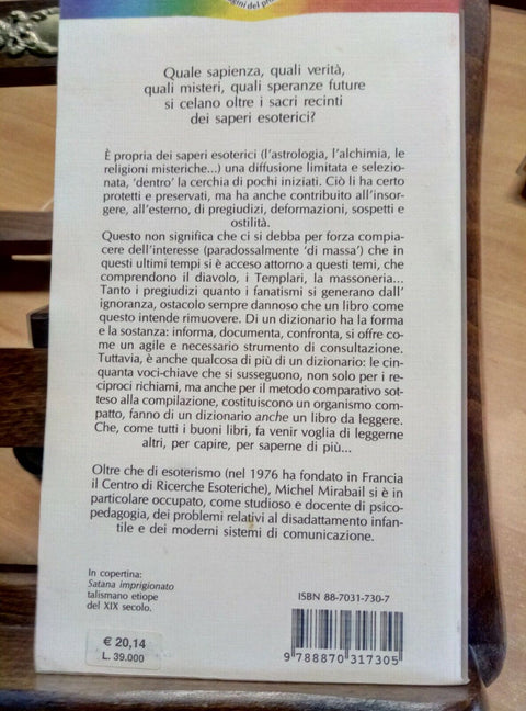 DIZIONARIO DELL'ESOTERISMO - MICHEL MIRABAIL 1989 RED (2995) LE 50 PA