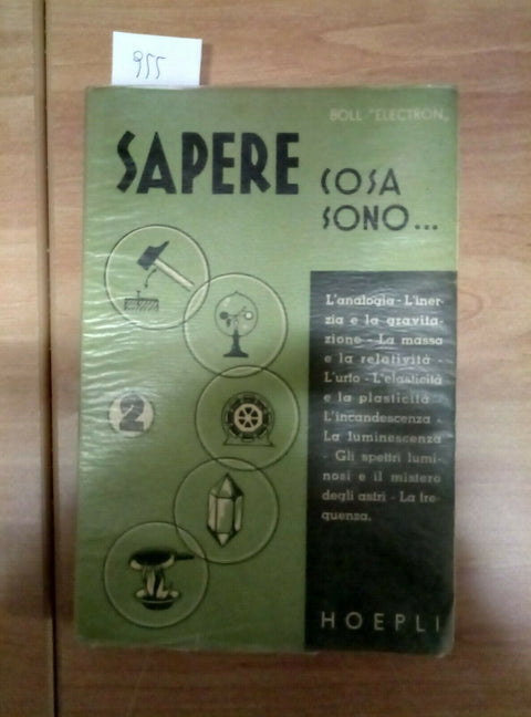 SAPERE COSA SONO... BOLL ELECTRON 1937 HOEPLI MASSA RELATIVITA' FREQUENZA - 955