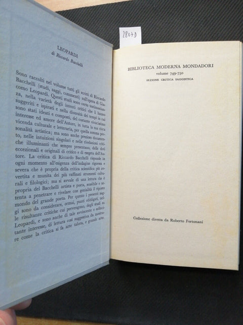 Riccardo Bacchelli - Leopardi - Biblioteca Moderna Mondadori 1962 biografia2807d