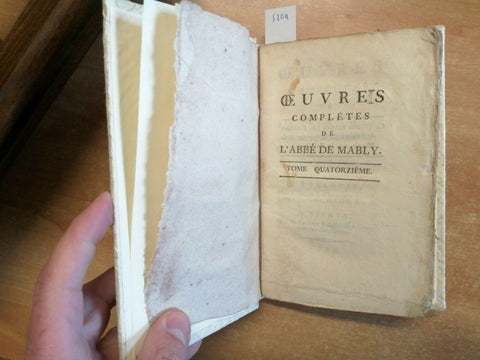 OEUVRES COMPLETES DE L'ABBE' DE MABLY 1793 TOME QUATORZIEME - NISMES (520