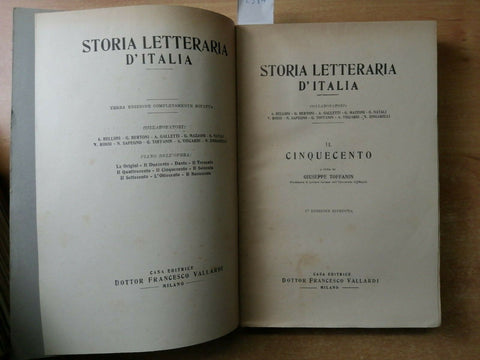 STORIA LETTERARIA D'ITALIA: IL CINQUECENTO - 1945 - TOFFANIN - VALLARDI (2