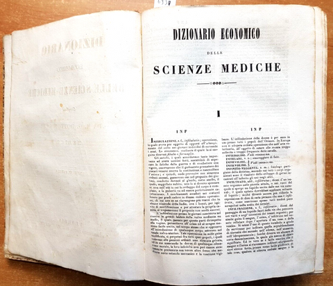 DIZIONARIO ECONOMICO DELLE SCIENZE MEDICHE dottor Levi 1855 - VOL.3 PARTE 1