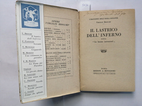 VIRGILIO BROCCHI Il lastrico dell'Inferno MONDADORI dal 1 al 10 migliaio