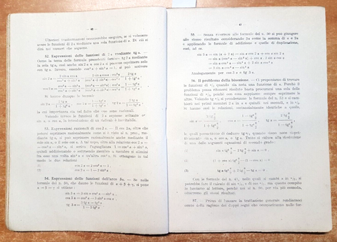 TRIGONOMETRIA PIANA per le scuole secondarie superiori 1946 A. Signorelli (