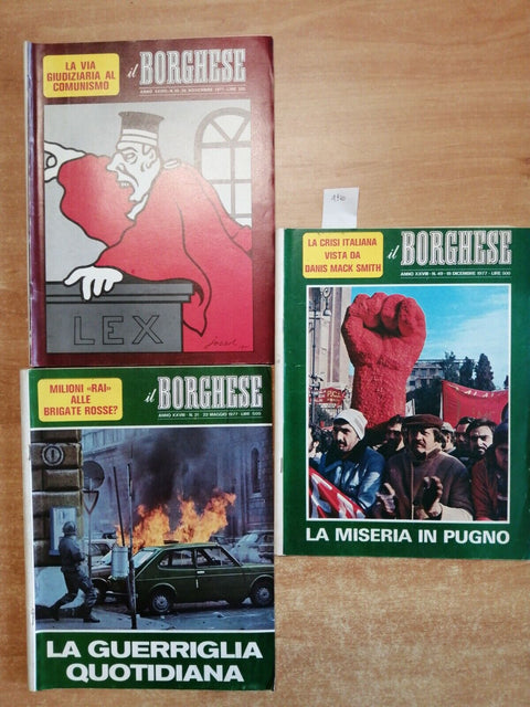 Lotto 3 numeri Rivista Il Borghese - 1977 COMUNISMO RAI BRIGATE ROSSE PCI (