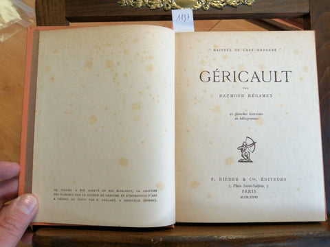 MAITRES DE L'ART MODERNE - GERICAULT -RAYMOND REGAMEY 1926 RIEDER EDITEURS