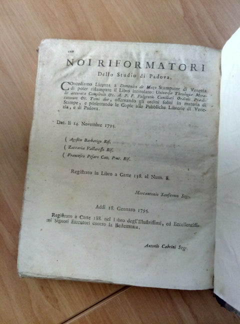 1796 UNIVERSA THEOLOGIA MORALIS - FULGENTIO CUNILIATI 2 VOLUMI (1390)