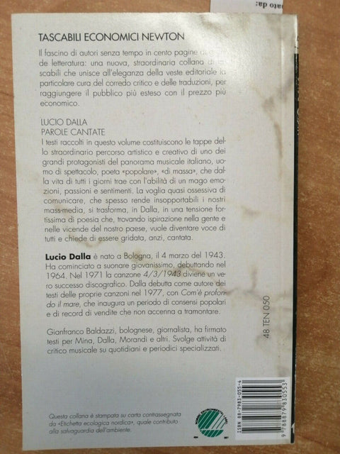 LUCIO DALLA - PAROLE CANTATE LE MIE CANZONI - 1993 TEN TASCABILI NEWTON (36