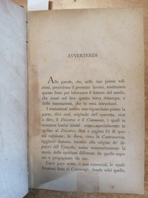 DEI SEPOLCRI CARME DI UGO FOSCOLO 1889 FRANCESCO TREVISAN - TEDESCHI ED. (1