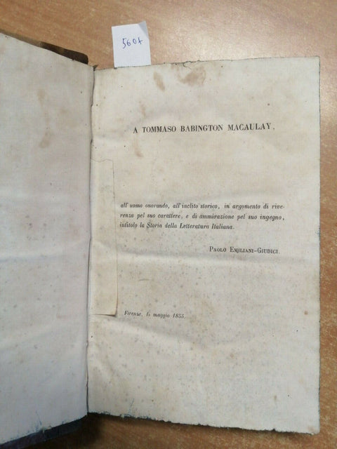 Storia della letteratura italiana 1855 Emiliani-Giudici 2VOLL. Le Monnier (