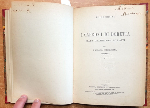 2 tomi: LUIGI ORSINI i capricci di Doretta 1934 + MARIA VITTORIA la leggenda4135