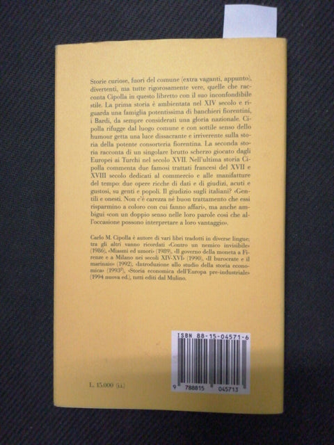 CARLO MARIA CIPOLLA - TRE STORIE EXTRA VAGANTI - 1994 - IL MULINO (6027