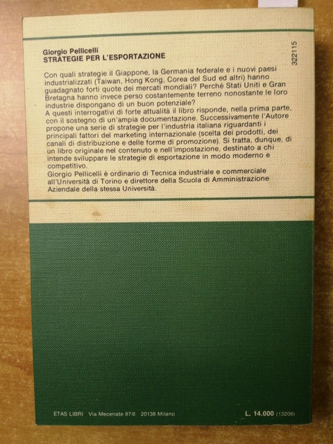 Giorgio Pellicelli - STRATEGIE PER L'ESPORTAZIONE - marketing - 1980 ETAS