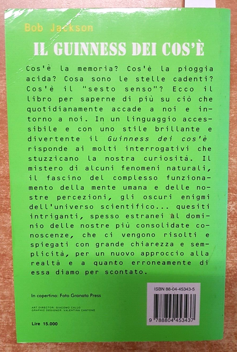 BOB JACKSON - IL GUINNESS DEI COS'é 1998 OSCAR MONDADORI scienza tecnologia3709