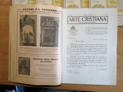 Lotto 11 numeri ARTE CRISTIANA 1932 rivista mensile LEGGI BENE ALL'INTERNO