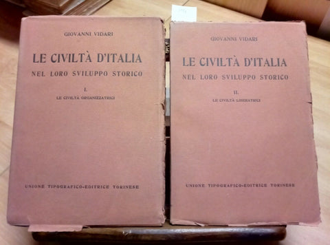 LE CIVILTA' D'ITALIA NEL LORO SVILUPPO STORICO 1932/34 VIDARI 2 VOLL. UTET