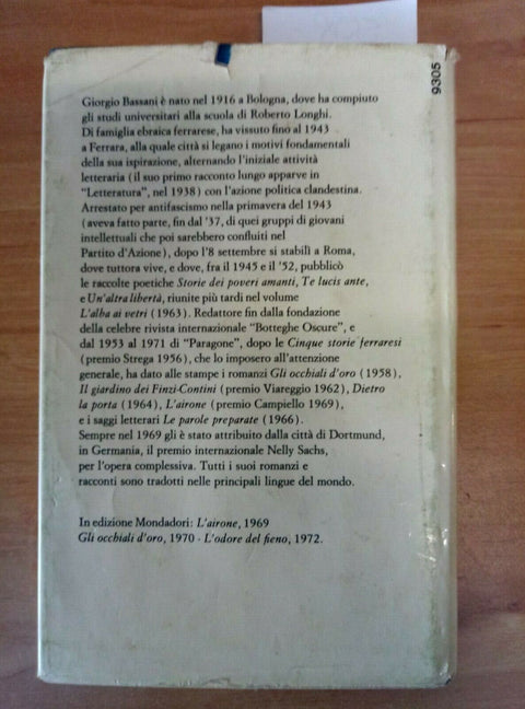 GIORGIO BASSANI - L'ODORE DEL FIENO - 1972 - MONDADORI - romanzo, classici